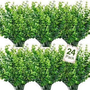 Decor 24 Bundles Artificial Greenery Stems Fake Plants Outdoor UV